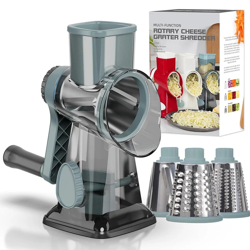 Lmetjma 3 em 1 ralador de queijo rotativo versátil manual cortador de vegetais amendoim nozes moedor queijo triturador vegetal claro jt242